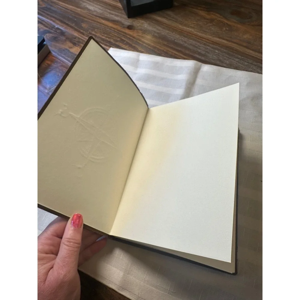Manufactus Italy Leather Compass Journal Embossed Brown Calfskin Notebook VINT.